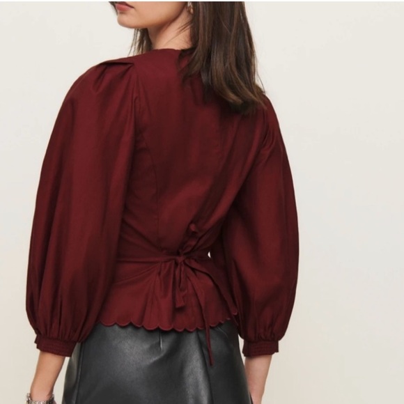 Reformaiton Elianna Cotton Top Blouse - Chianti Burgundy Red Wine, SIZE 12 - Picture 5 of 10